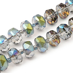 Гейнсборо Прозрачные гальванопластические стеклянные бусины нити, с половиным покрытием, граненые, рондель, светло-серые, 10x6 мм, отверстие : 1.2 мм, около 60 шт / нитка, 19.69'' (50 см)