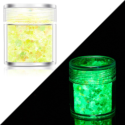 Шампанско-Желтый Светящаяся блестящая пудра для ногтей, эффект звездного неба, блестящее украшение ногтей, светится в темноте, шампанское желтый, 1~3 мм