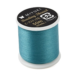 Dark Turquoise MIYUKI Nylon Beading Thread for Seed Beads, Flat, Dark Turquoise, 0.15x0.1mm, about 54.68 Yards(50m)/Roll