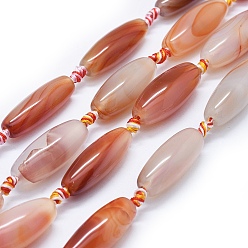 Оранжево-Красный Природный агат бисер нитей, окрашенная и подогревом, рис, оранжево-красный, 39~40x13.5~15 мм, отверстие : 2 мм, около 8~10 шт / нитка, 15.7 дюйм ~ 16.1 дюйм (40~41 см)