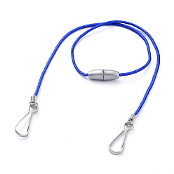 Blue Polyester & Spandex Cord Ropes Eyeglasses Chains, Neck Strap for Eyeglasses, with Plastic Breakaway Clasps, Iron Coil Cord Ends and Keychain Clasp, Blue, 21.34 inch(54.2cm)