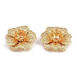 Настоящее золото 18K Шапочки и конусы для бусин, латунные, цветок, без никеля , реальный 18 k позолоченный, 14x5 мм, отверстие : 1 мм