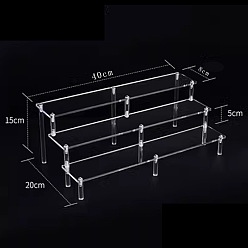 Прозрачный 3-ярусные акриловые фигурки демонстрируют подставки, для глухих коробов, ювелирные изделия, кекс, прозрачные, 40x8 см
