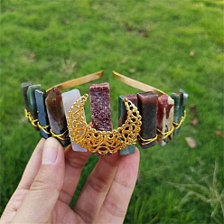 (RRHB277) Кристалл на подкладке из медово-бежевого цвета Резинки для волос с драгоценными камнями, аксессуары для волос для женщин и девочек, луна, 110 мм