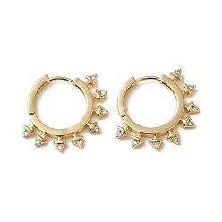 Light Gold Серьги-кольца из латуни с микропаве из кубического циркония, золотой свет, 21.5x2 мм