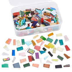 Mixed Color Glass Cabochons, Mosaic Tiles, for Home Decoration or DIY Crafts, Mixed Shapes, Mixed Color, 6~16x3~11x3~4mm, about 250g/box