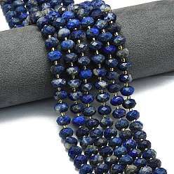 Ляпис-Лазурь Нитки бусины из натурального ляписа-лазури, граненые, рондель, с бисером, 8.5~10x5.5~6.5 мм, отверстие : 1 мм, около 43~45 шт / нитка, 15.35'' (39 см)