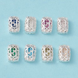 (52) Непрозрачная лаванда Многожильные звенья из экологически чистой латуни с микропаве из кубического циркония, стойки покрытие, без кадмия и без свинца, прямоугольные, серебряный цвет гальваническим, разноцветные, 12x8x5 мм, отверстие : 1.2 мм