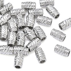 Platinum SHEGRACE Brass Beads, Cadmium Free & Nickel Free & Lead Free, Textured Column, Platinum, 5.5x3.5x3.5mm, Hole: 1.8mm