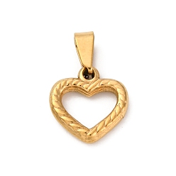 Золотой 201 прелести нержавеющей стали, шарма сердца, вакуумное покрытие pvd, золотые, 13x12.5x2.5 мм, отверстие : 6x3 мм