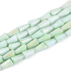 Аквамарин Антикоррозийные гальванические стеклянные бусины, имитация драгоценных камней, башня, с покрытием AB цвета, граненые, два тона, аквамарин, 6.5~8x4~5x4~4.5 мм, отверстие : 0.8 мм, около 50~51 шт / нитка, 14.76~15.08'' (37.5~38.3 см)
