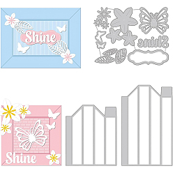 Цветок 3 шт 3 стили трафареты для штампов из углеродистой стали, для diy scrapbooking, Фотоальбом, декоративная бумага для тиснения, цвет нержавеющей стали, фоторамки, цветочным узором, 109~151x96~141x0.8 мм, 1 шт / стиль