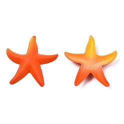 Dark Orange Spray Painted Iron Big Pendants, Starfish, Dark Orange, 50x46.5x6mm, Hole: 1mm
