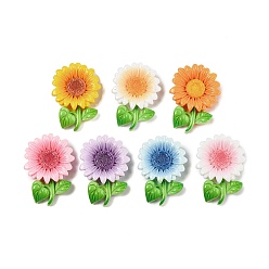 (52) Непрозрачная лаванда Кабошон из непрозрачной смолы, подсолнечник, разноцветные, 33x23x7.8 мм