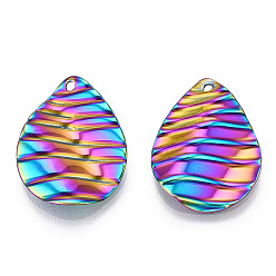 Rainbow Color Ионное покрытие (ip) 304 подвески из нержавеющей стали, очарование слезы, Радуга цветов, 21.5x17x2.5 мм, отверстие : 1.4 мм