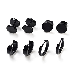 Negro Pendientes de acero inoxidable, negro, 10~14x2.5~10 mm