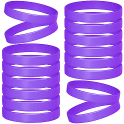 Purple 24Pcs Word Silicone Cord Bracelet Wristband, Purple, 1/2 inch(1.2cm), Inner Diameter: 2-3/8 inch(6.1cm)