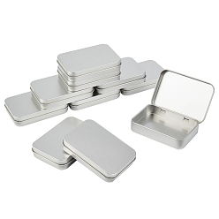 Platinum Conjoined Flip Tinplate Box, Storage Containers for Jewelry Beads, Candies, Rectangle, Platinum, 3-1/2x2-3/8x3/4 inch(8.8x6x1.8cm)