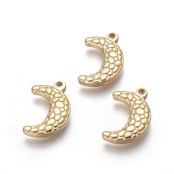 Golden PVD Vacuum Plating 304 Stainless Steel Pendants, Moon, Golden, 23x14x3.5mm, Hole: 1.5mm