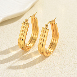 Золотой U-образные серьги-кольца из нержавеющей стали, золотые, 34x26 мм