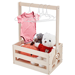 (52) Непрозрачная лаванда 1 полые радужные деревянные ящики для детского праздника, с 10шт. пластиковая детская вешалка, прямоугольные, разноцветные, 23x17x1 см