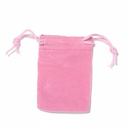 Pink Rectangle Velvet Pouches, Gift Bags, Pink, 7x5cm
