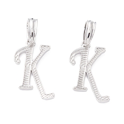 Letter K Подвески с буквами из экологически чистой латуни, настоящее платиновое долговечное покрытие, без кадмия и без свинца, letter.k, 19x14.5x1.4 мм, отверстие : 6.5x3.3 мм
