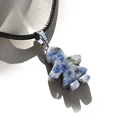 (306FM) Жонкиль матовый с лаймовой подкладкой Натуральные синие пятна яшмы подвески, очарование девушки, платина, 20x16x5 мм