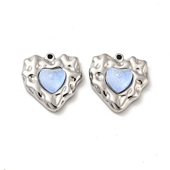 Stainless Steel Color 304 Stainless Steel Pendants, with Rhinestone, Heart Charm, Stainless Steel Color, 19x18x7mm, Hole: 1.2mm