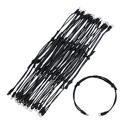 Noir 30pcs fabrication de bracelets en cordon de polyester ciré, avec 304 anneaux en acier inoxydable, noir, 5.12~9.06 pouce (13~23 cm)