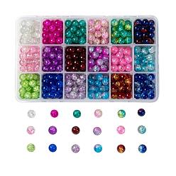 Mixed Color 18 Colors Spray Painted Crackle Glass Beads, Round, Mixed Color, 8mm, Hole: 1.3~1.6mm, about 30pcs/color, 18 Colors, 540pcs/box