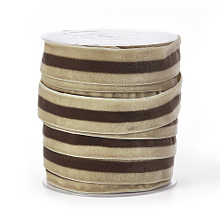 Темный Хаки Полиэфирная лента, одного лица бархотка, двоичный цвет, полосатый рисунок, Темный хаки, 1 дюйм (26 мм), около 25 ярдов / рулон (22.86 м / рулон)