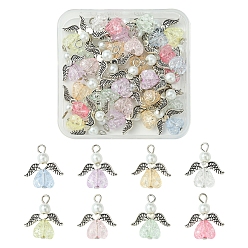 (52) Непрозрачная лаванда 30шт. подвеска в виде ангела из акрила и стекла, с железной фурнитурой, разноцветные, 23 мм, отверстие : 2.3 мм