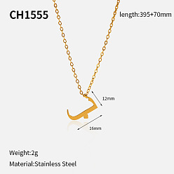 Настоящее золото 18K 304 подвески из нержавеющей стали с арабскими буквами, реальный 18 k позолоченный, 15.55 дюйм (39.5 см), Кулон : 16x12 мм