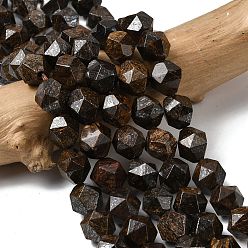 Бронзит Природные бронзитом бисер нитей, звезды вырезать круглые бусы, граненые, 9~10x9~10x9~10 мм, отверстие : 1~1.4 мм, около 38~40 шт / нитка, 14.88'' (15.08'' см)