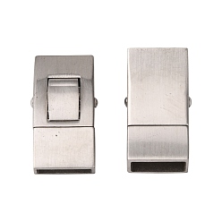 Stainless Steel Color 304 Stainless Steel Bayonet Clasps, Rectangle, Stainless Steel Color, 25x13mm, Hole: 10x3mm
