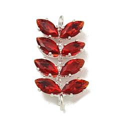 Сиамский Подвески латунные горный хрусталь, без кадмия и без свинца, лист, Сиам, 20x11x4 мм, отверстие : 1.4 мм