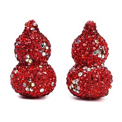 Красный Ручной полимерной глины шариков Rhinestone, Горлянка, для ювелирных изделий diy, телефонная цепочка изготовление украшений, красные, 35.5x22 мм, отверстие : 1.6 мм