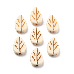 Бланшированный Миндаль Хрустящие непрозрачные акриловые бусины, имитация бирюзовый, лист, бланшированный миндаль, 13.5x9x3.5 мм, отверстие : 1.6 мм