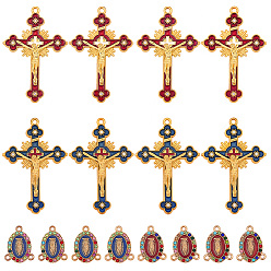 (52) Непрозрачная лаванда Наборы для самостоятельного изготовления четок из бусин, включая подвески из эмалевого сплава и звенья люстр, разноцветные, 53.5x36x2.5 мм, отверстие : 1.8 мм, 2 цветов, 6 шт / цвет, 12 шт