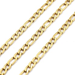 Золотой Ионное покрытие (ip) 304 цепи Фигаро из нержавеющей стали, несварные, граненые, с катушкой, золотые, 7~9x4.5x1.5 мм