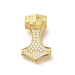 Настоящее золото 18K Стойка металлическая латунная микропрофилированная кубическая циркония подвески, долговечный, без свинца и без кадмия, амулеты с молотком, реальный 18 k позолоченный, 26.5x16.5x9.5 мм, отверстие : 4.5 мм