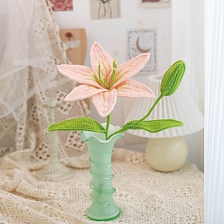 Розовый Наборы для вязания лилий своими руками для начинающих, включая инструкции, крючок для вязания, иголка и пряжа нить, туманная роза, 45x26 см