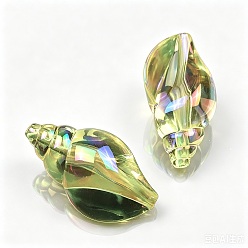 Gold UV Plating Acrylic Beads, Shell Shapes, Gold, 38.2x21.8mm, Hole: 2.4mm