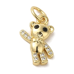 Настоящее золото 18K Латунные микропаве прозрачные подвески с фианитом, без кадмия, без никеля и без свинца, медведь, реальный 18 k позолоченный, 14x9x2.7 мм, отверстие : 3.2 мм