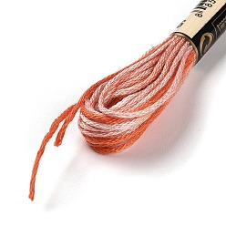 Tomato 10 Skeins 6-Ply Polyester Embroidery Floss, Cross Stitch Threads, Segment Dyed, Tomato, 0.5mm, about 8.75 Yards(8m)/skein