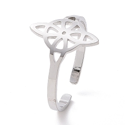 Нержавеющая Сталь Цвет Не тускнеет 304 открытое кольцо-манжета из нержавеющей стали с матросским узлом, ирландское полое широкое кольцо для женщин, цвет нержавеющей стали, размер США 7 3/4 (18 мм)