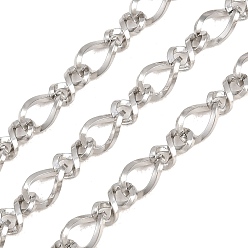 Нержавеющая Сталь Цвет 304 витые звеньевые цепи из нержавеющей стали, с катушкой, несварные, цвет нержавеющей стали, 8x5x2 mm и 9x4x3 mm