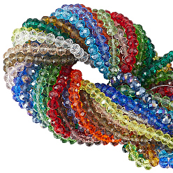 (52) Непрозрачная лаванда 16 нити 16 цвета ниток стекляруса, граненые, рондель, разноцветные, 8x6 мм, отверстие : 1 мм, около 64~65 шт / нитка, 15.75~16.14 дюйм (40~41 см), 1 прядь / цвет