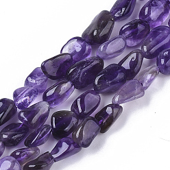 Amethyst Natürlichen Amethyst Perlen Stränge, Nuggets, 5~11x5~8x3~6 mm, Bohrung: 0.8 mm, etwa: 52~56 Stk. / Strang, 15.94 Zoll (40.5 cm)